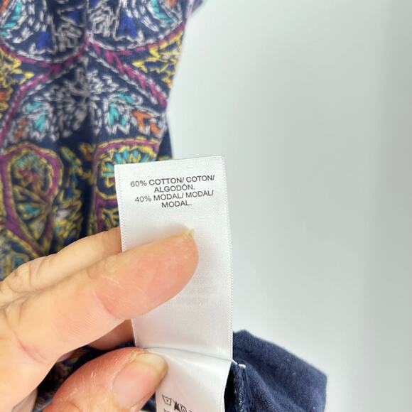 Lucky Brand Boho Paisley Modal Blend Twist Front Short Sleeve Top Women’s XL - Picture 9 of 9